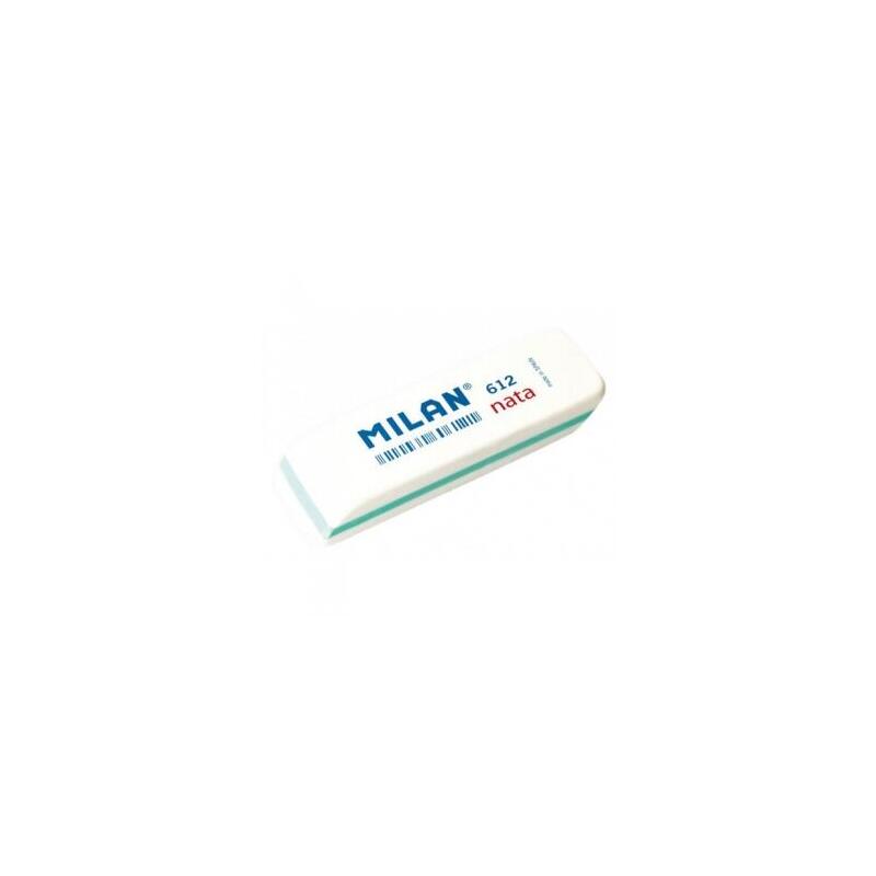 Pack De 12 Unidades Milan Nata 612 Goma De Borrar Biselada - Plastico - Suave - No Abrasiva - Color Blanco