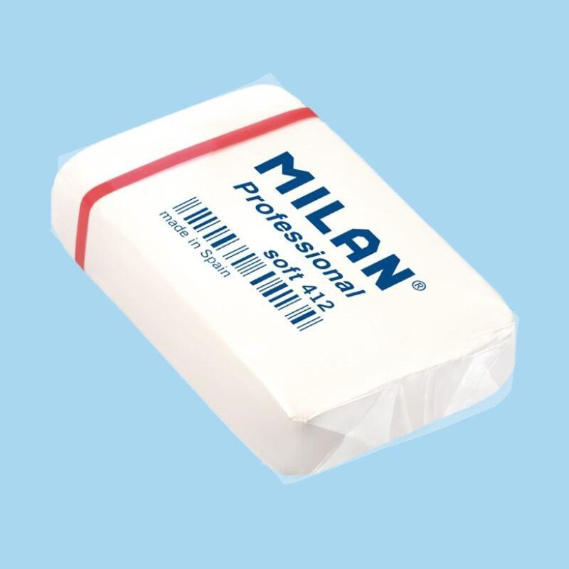 Pack De 12 Unidades Milan Professional Soft 412 Goma De Borrar Rectangular - Miga De Pan - Caucho Sintetico - Envueltas