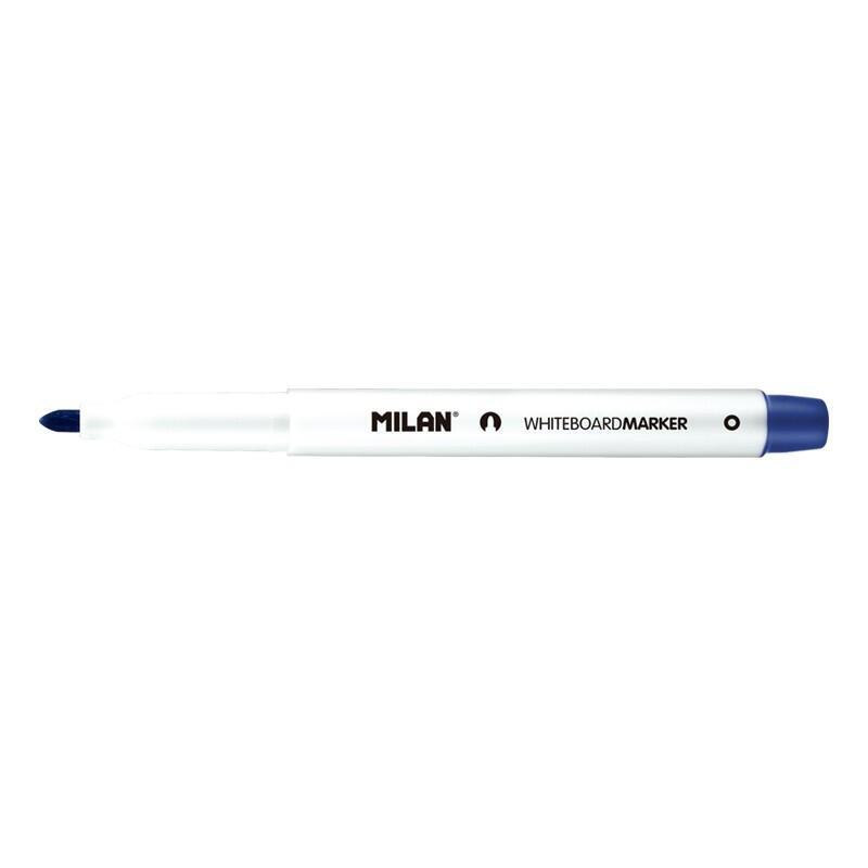 Pack De 12 Unidades Milan Rotuladores Para Pizarra Blanca Con Punta Redonda - Punta 3.7 Mm - Tinta A Base De Alcohol - Borrable En Seco - Color Azul