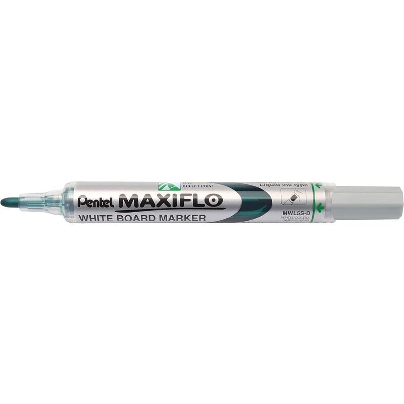 Pack De 12 Unidades Pentel Maxiflo Rotulador Para Pizarra Blanca - Punta De Bala - Ancho De Linea 2mm - Regulacion Del