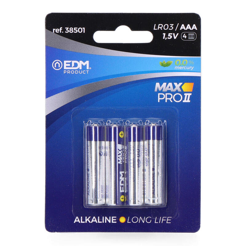 Pack De 12 Unidades - Pila Alkalina Power Life Aaa - Lr03 1,5v Ø10,5 X 44,5 Mm, Blister 4 Uds