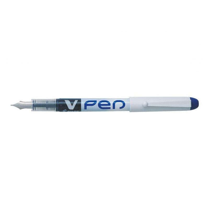 Pack De 12 Unidades Pilot Pluma Estilografica V-Pen - Desechable - Tinta Liquida Borrable - Punta De Acero - Trazo De 0.5mm - Color Azul