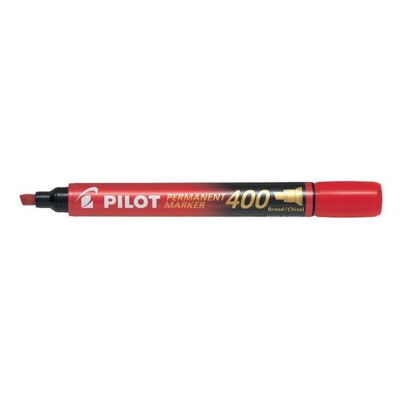 Pack De 12 Unidades Pilot Rotulador Permanente 400 - Punta Biselada 4,5mm - Trazo 4mm - Rojo