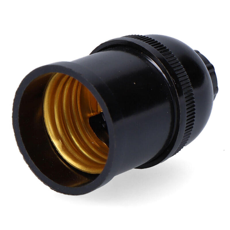 Pack De 12 Unidades - Portalámparas Corriente E27 Negro (Retractilado)