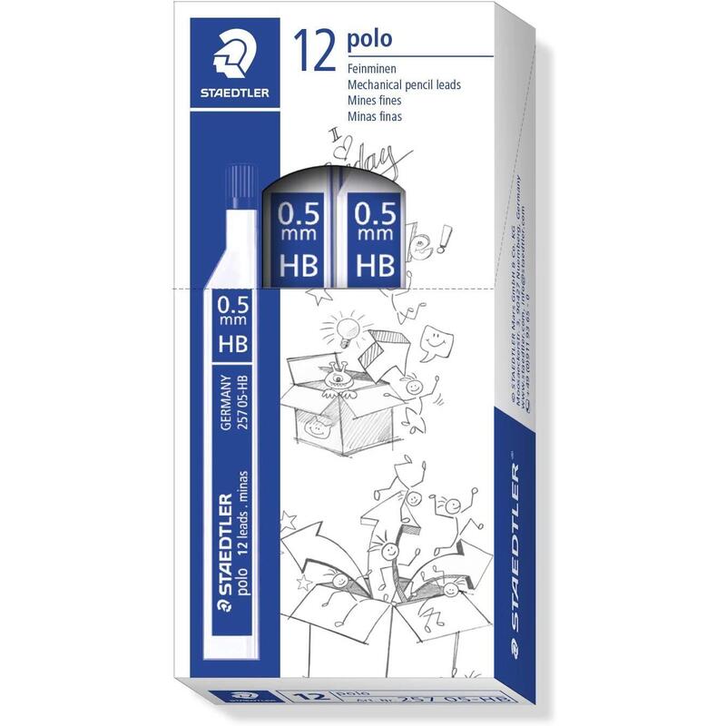 Pack De 12 Unidades Staedtler Polo 257 Tubo Con Minas De Grafito - Graduacion Hb - Trazo 0.5mm