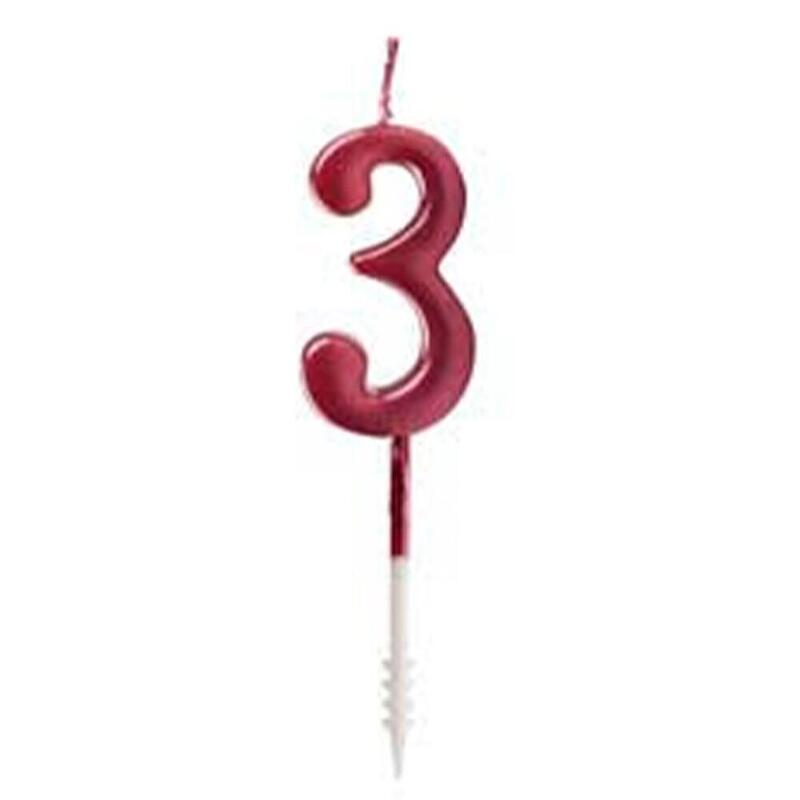 Pack De 12 Unidades - Vela Roja Brillante Nº 3