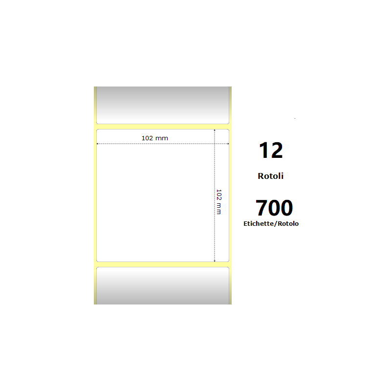 Pack De 12 Unidades White 102x102mm 700 Et/Rotolo Z-1000d 4x4x1 Core 12 Rolls
