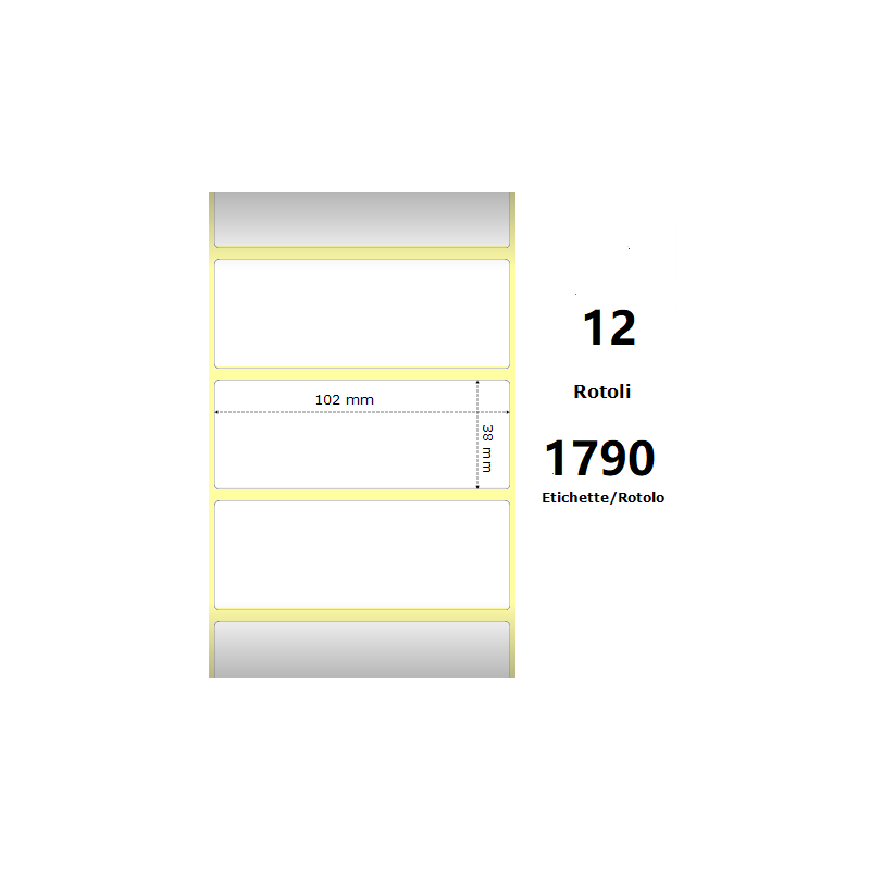 Pack De 12 Unidades White 102x38mm,1790 Et/Rotolo Z-1000d, 4x1.5x1core, 12 Rolls