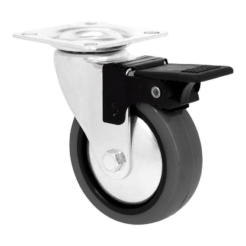 Pack De 13 Unidades - Rueda Mobiliario Emily, Con Freno, Goma Gris, Placa 46 X 46 Mm, Ø50 Mm