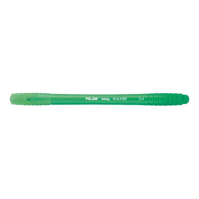 Pack De 16 Unidades Milan Sway Fineliner Rotulador - Punta Fina 0.4mm - Ergonomico - Tinta Al Agua - Color Verde