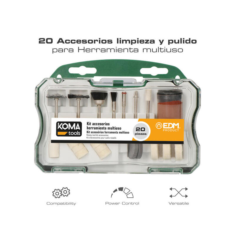 Pack De 2 Unidades - Accesorios Para Mini Herramienta Multiusos Rotativa Ref: 08709, Set 20 Piezas