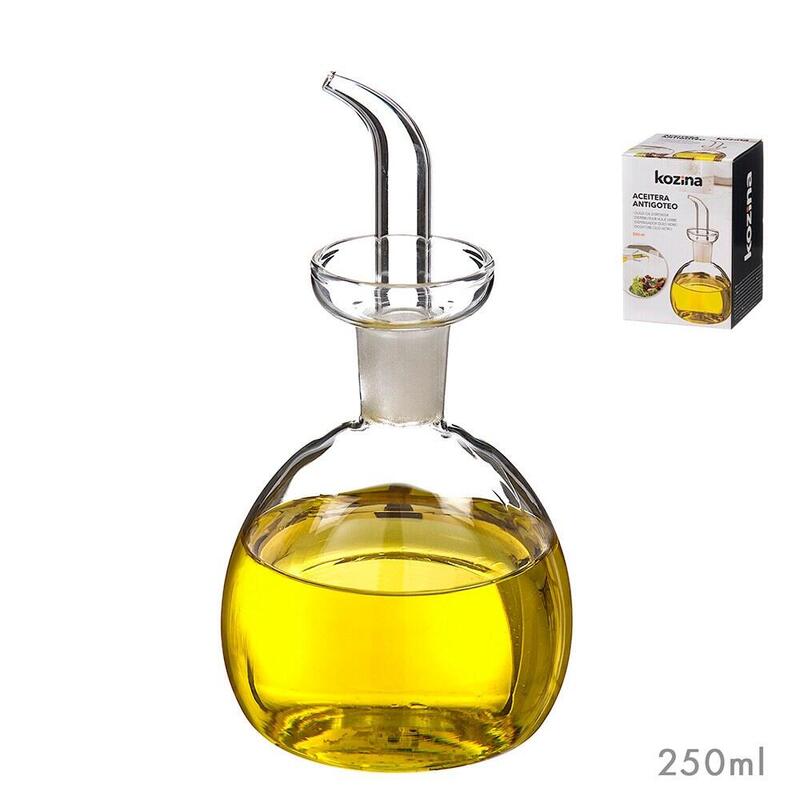 Pack De 2 Unidades - Aceitera De Cristal Antigoteo Abombada 250 Ml