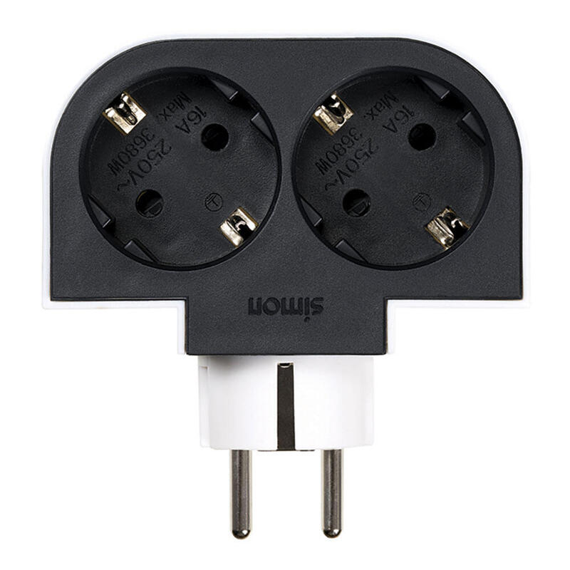 Pack De 2 Unidades - Adaptador Giratorio Schuko 2 Tomas 16a 250 V~