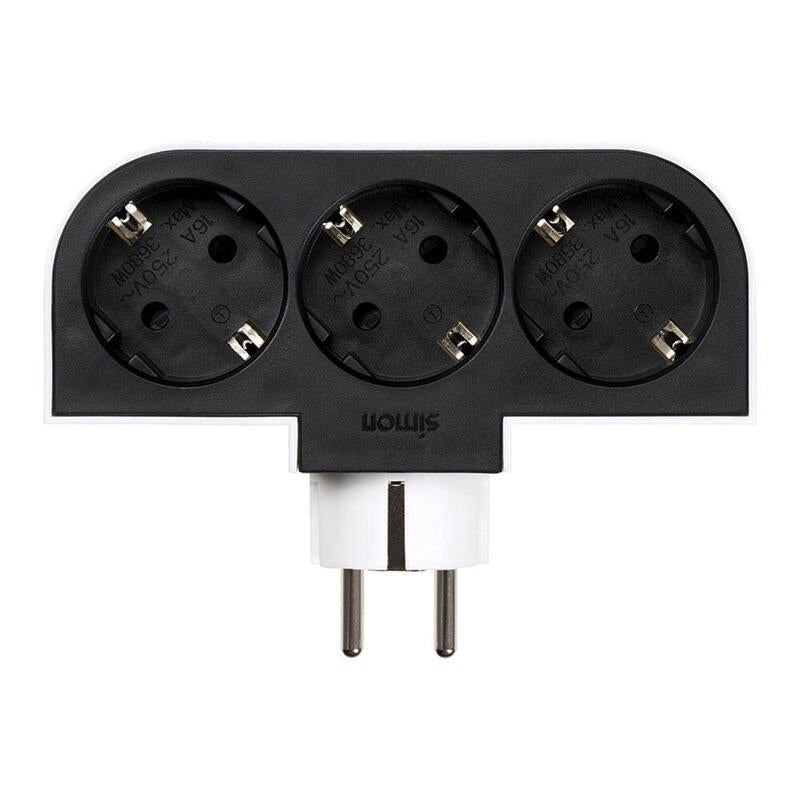 Pack De 2 Unidades - Adaptador Giratorio Schuko 3 Tomas 16a 250 V~