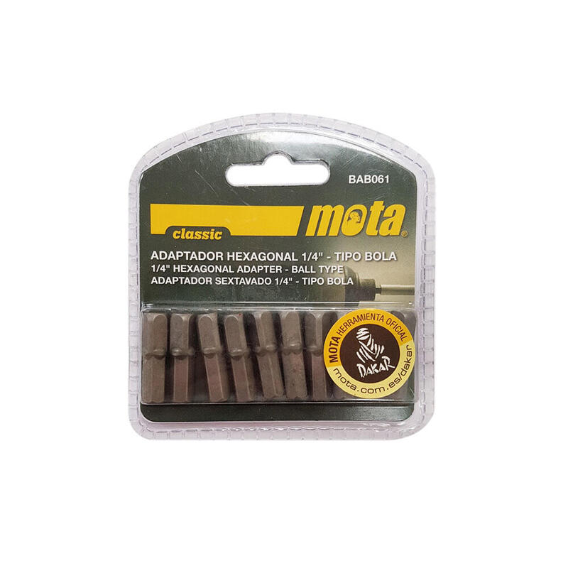 Pack De 2 Unidades - Adaptador Hexagonal T. Bola 25mm 1/4" 10 Unid. Bab061 Mota