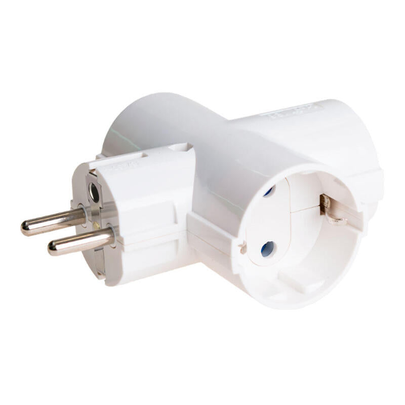 Pack De 2 Unidades - Adaptador Triple 2p+T Schuko 16 A 250 V~ Blanco