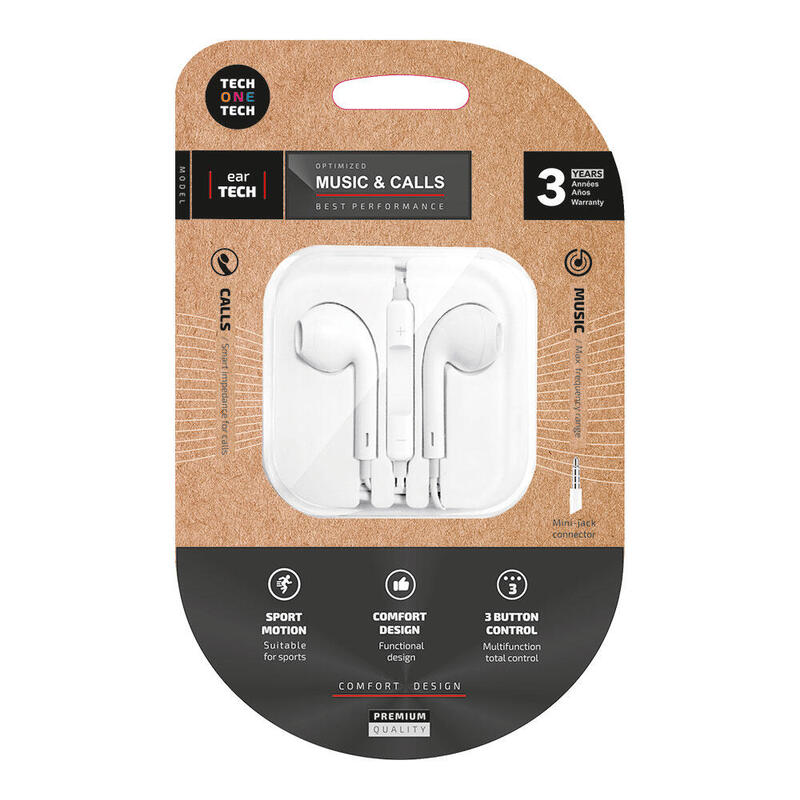 Pack De 2 Unidades - Auriculares Eartech Conector Mini-Jack Blancos