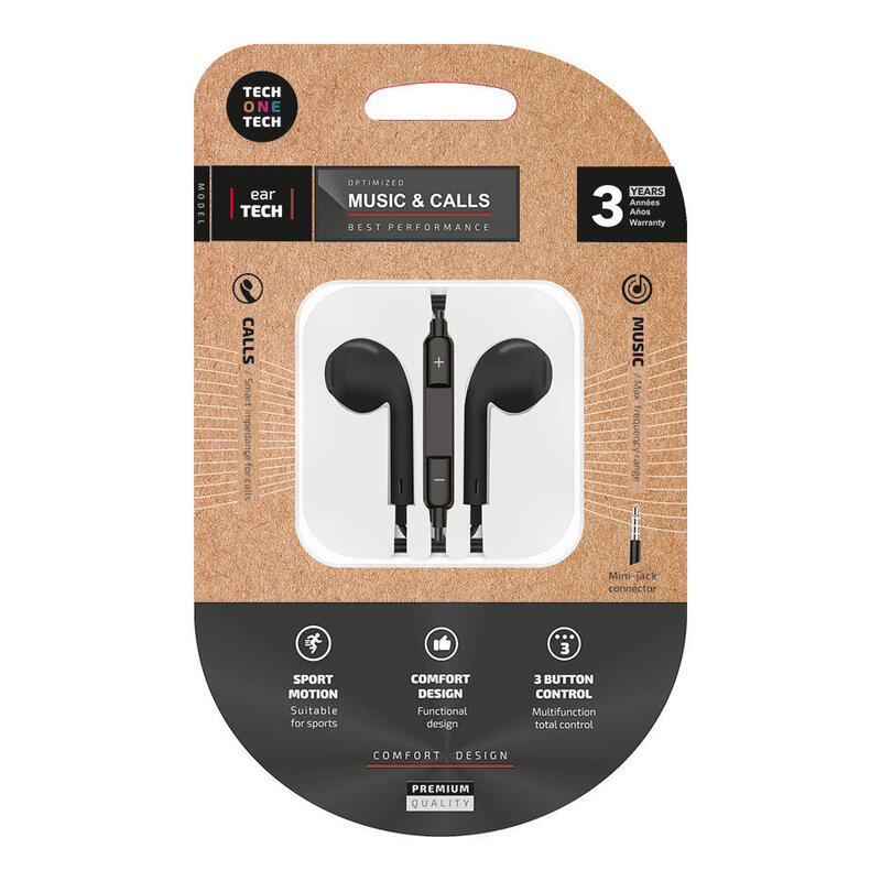 Pack De 2 Unidades - Auriculares Eartech Conector Mini-Jack Negros