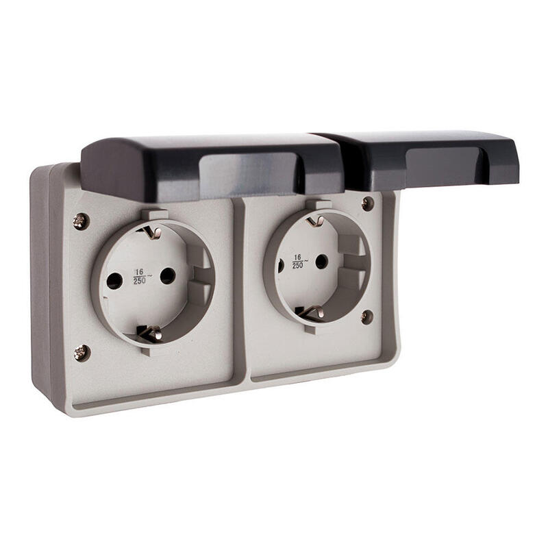 Pack De 2 Unidades - Base Doble T/Tl Estanca 16 A 250 V Ip44