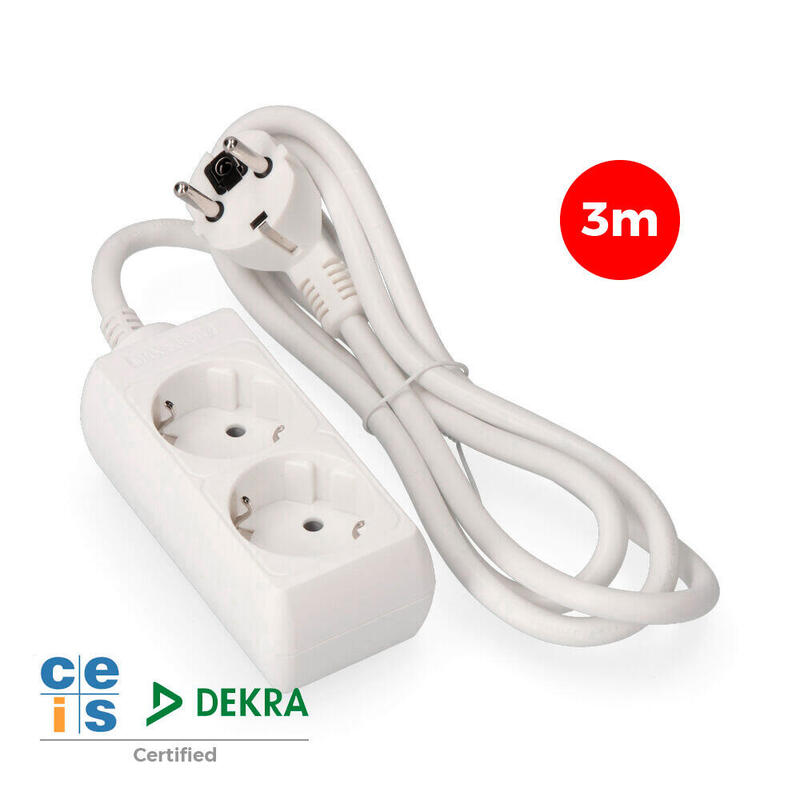 Pack De 2 Unidades - Base Multiple 2 Tomas Schuko 3m. 3x1,5mm Edm