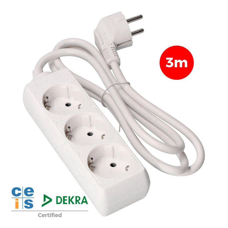Pack De 2 Unidades - Base Multiple 3 Tomas Schuko 3m. 3x1,5mm Edm