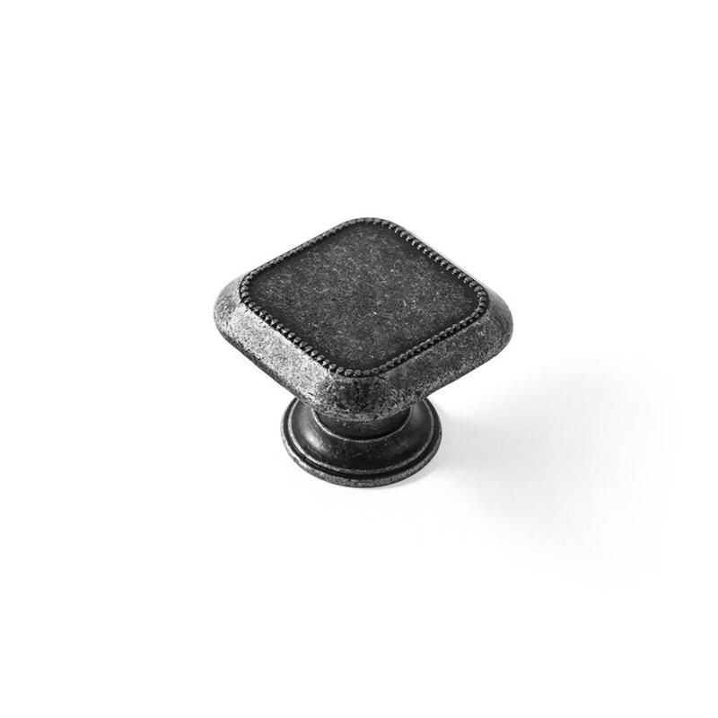 Pack De 2 Unidades - Blister Con 4 Pomos Metálicos Para Mueble, Con Acabado Plata Vieja Mod. 3120 30x30mm Rei