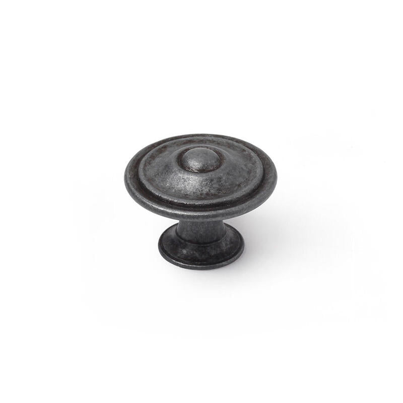 Pack De 2 Unidades - Blister Con 4 Pomos Redondos Para Mueble Fabricado En Zamak Acabado Plata Vieja Mod. 3110 Ø35mm Rei