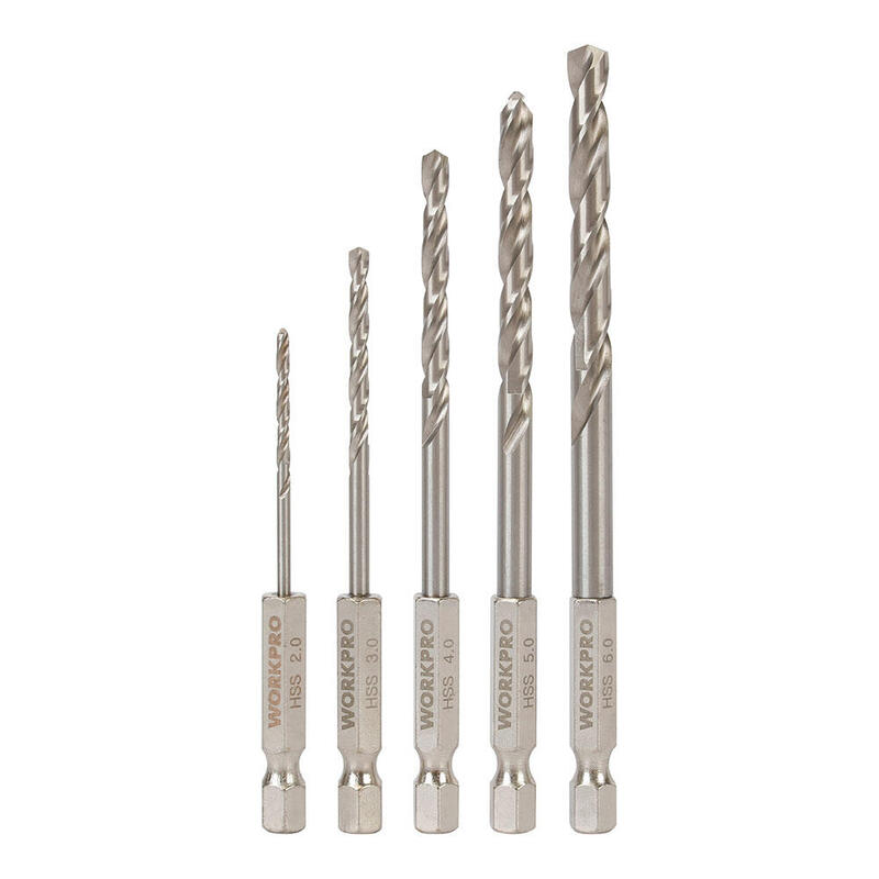Pack De 2 Unidades - Brocas Vástago Hexagonal ¼ Pulg Para Metal, Rectificadas, Ø2,00 - Ø6,00 Mm, Juego 5 Piezas