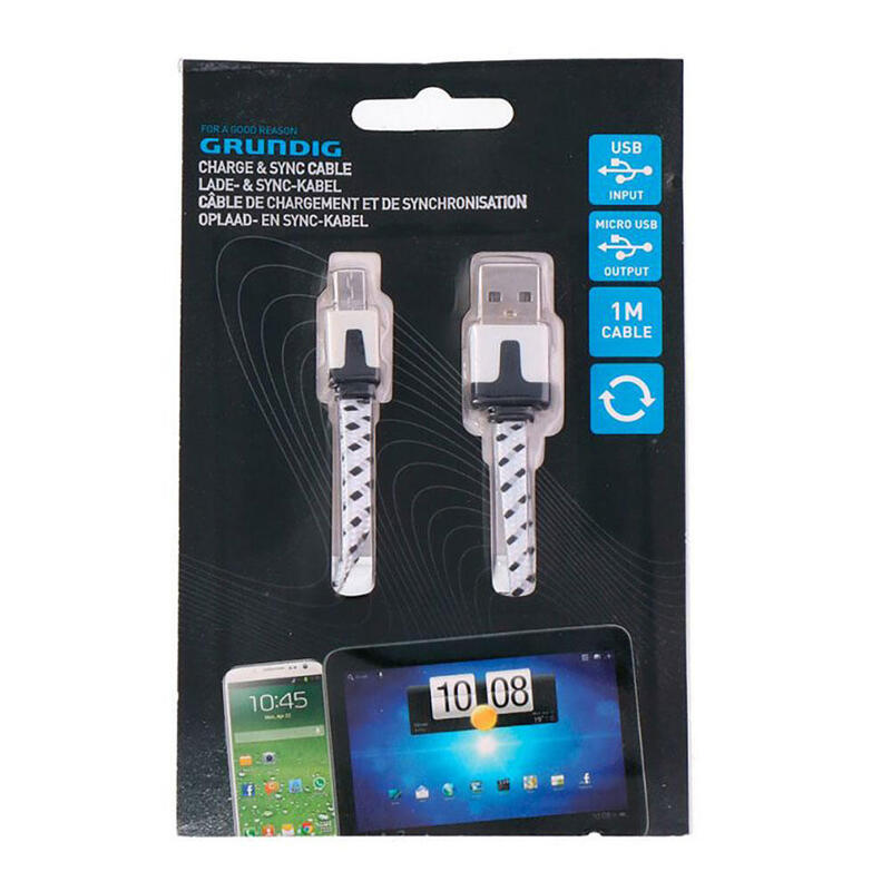 Pack De 2 Unidades - Cable Cargador Usb A Micro Usb Con Sincronizacion Grundig 1m