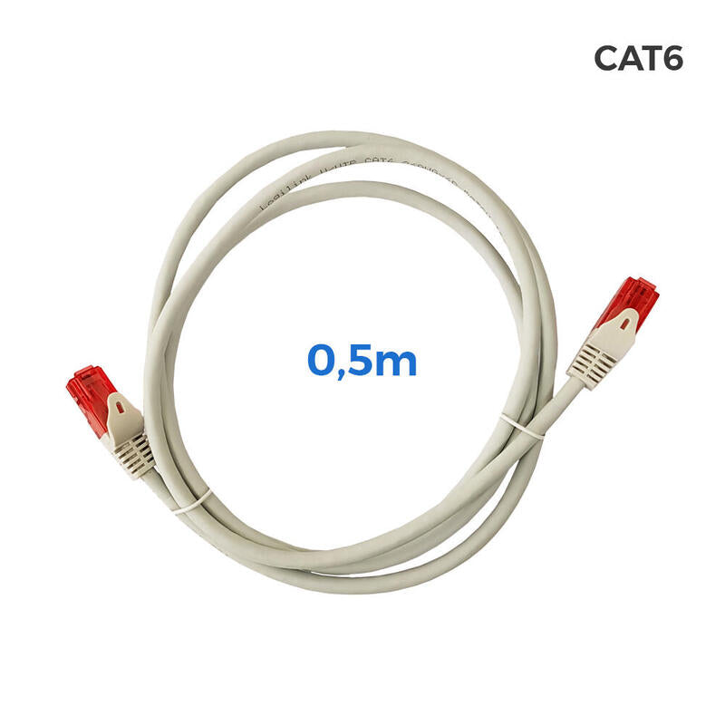 Pack De 2 Unidades - Cable Utp Cat.6 Latiguillo Rj45 Cobre Lszh Gris 0,5m