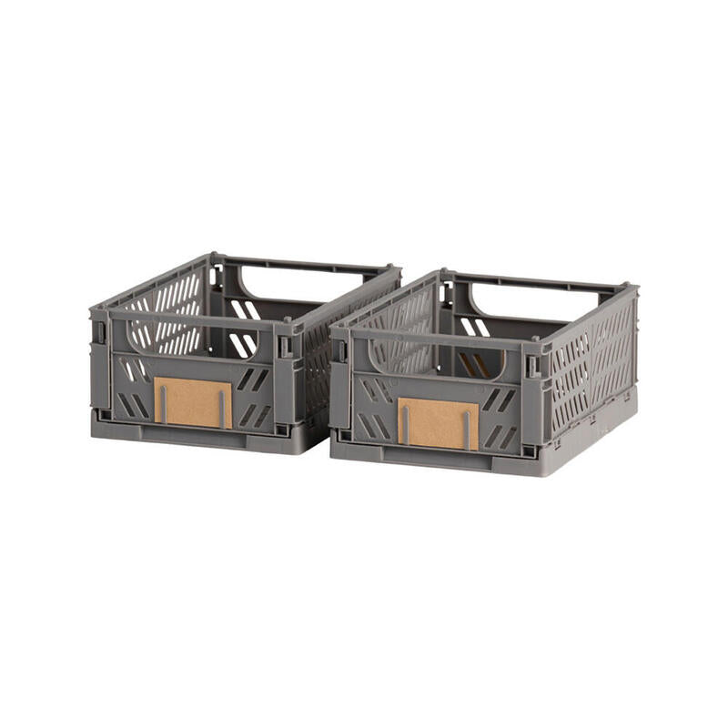 Pack De 2 Unidades - Caja Almacenaje Plegable Gris 17 X 12.5 X 7 Cm Set 2 Piezas