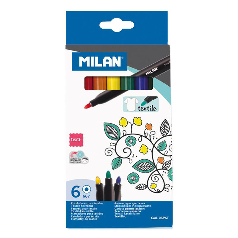 Pack De 2 Unidades - Caja Con 6 Rotuladores Para Pintar Sobre Tejidos Milan