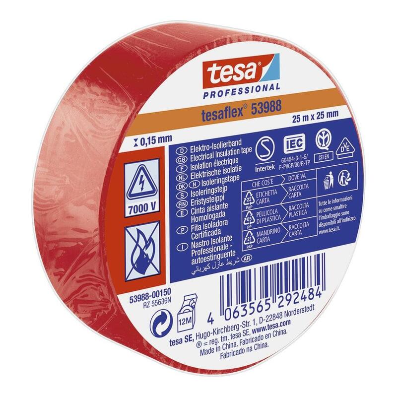 Pack De 2 Unidades - Cinta Aislante Homologada Roja 25 Mm X 25 M
