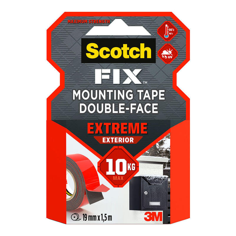 Pack De 2 Unidades - Cinta Doble Cara De Montaje Extreme Para Exteriores, Máx 10 Kg 19mmx1,5m