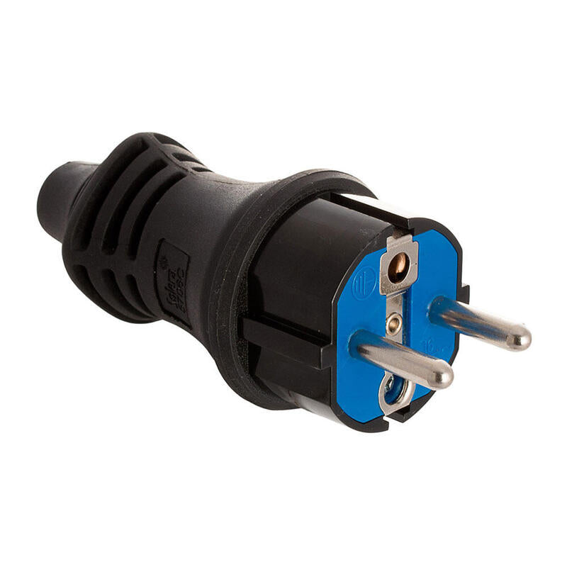 Pack De 2 Unidades - Clavija De Caucho 16a 250v T/Tl Ip44 4,8mm Negra Solera 5706c