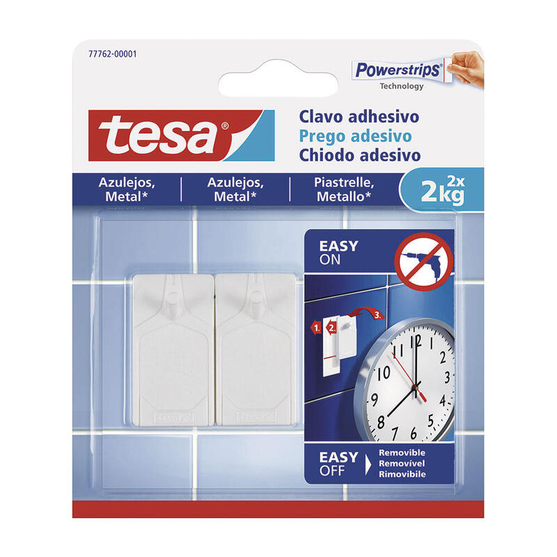 Pack De 2 Unidades - Clavo Adhesivo Para Azulejos Hasta 2kg Tesa