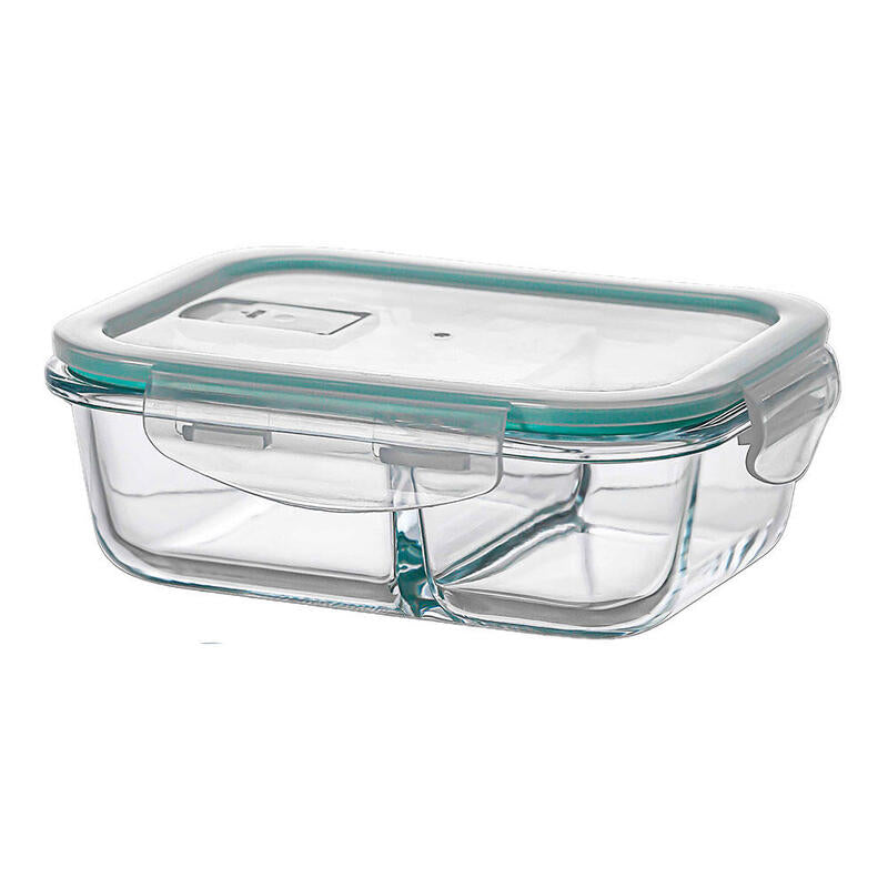 Pack De 2 Unidades - Fiambrera Borosilicato Dos Compartimientos Hermética 630 Ml