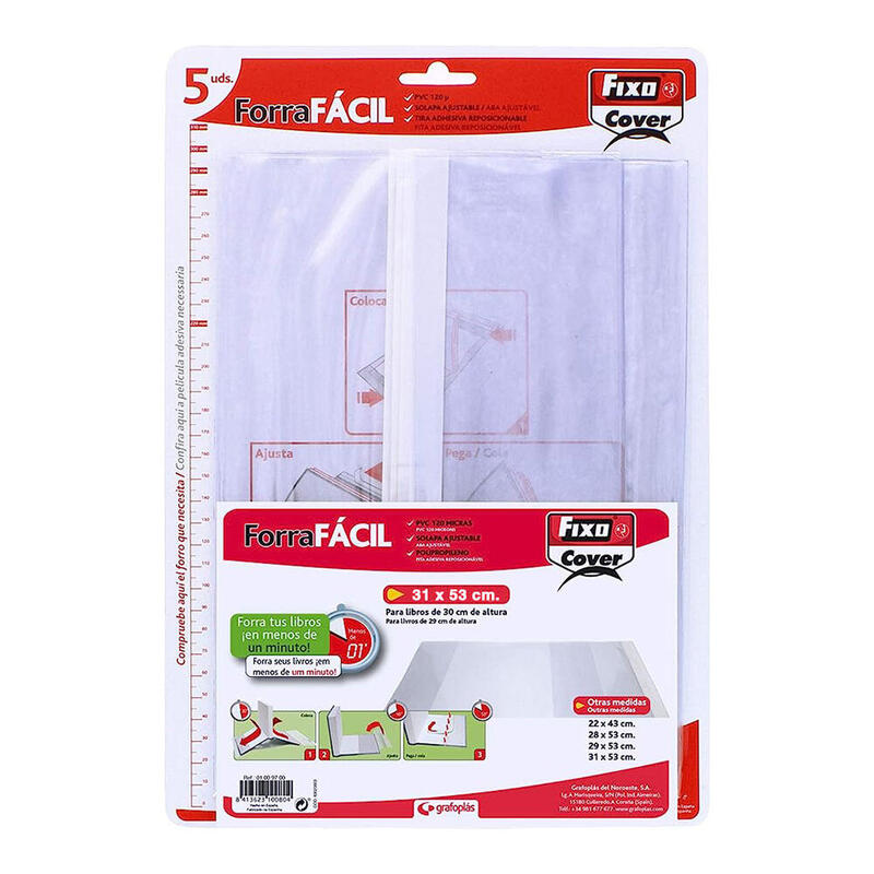 Pack De 2 Unidades - Forros Para Libros Ajustables De Pvc Transparente 310 X 530 Mm, 5 Uds