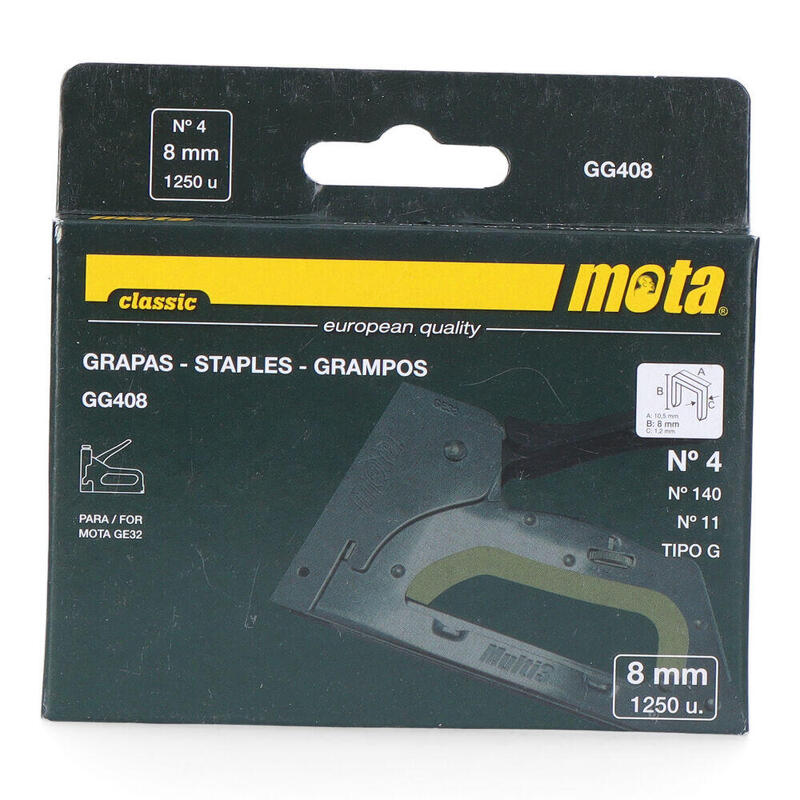 Pack De 2 Unidades - Grapas Nº 4 De 8mm 1000 Unid. Espesor 1,2mm Gg408 Mota