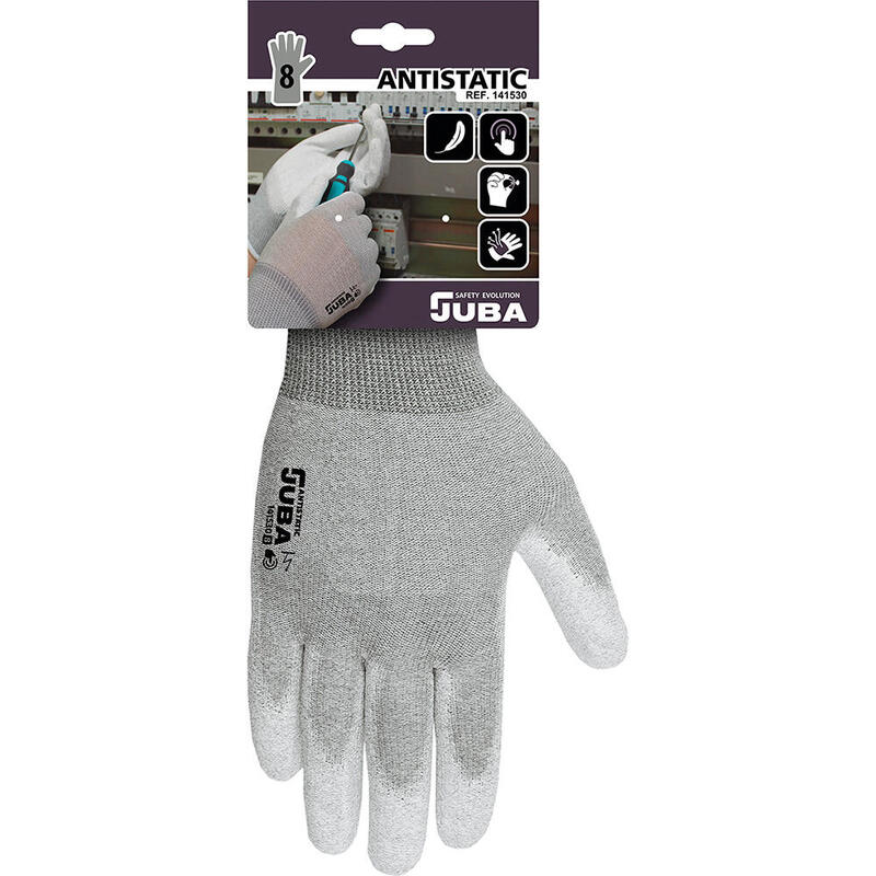 Pack De 2 Unidades - Guante Nailon / Fibra De Carbono Con Palma Poliuretano, Antiestático, T-08