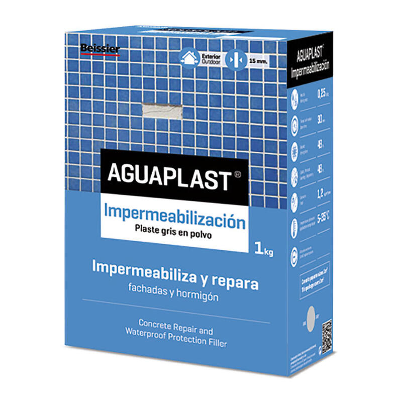 Pack De 2 Unidades - Impermeabilizante Para Fachadas Y Hormigón Plaste En Polvo Gris 1 Kg