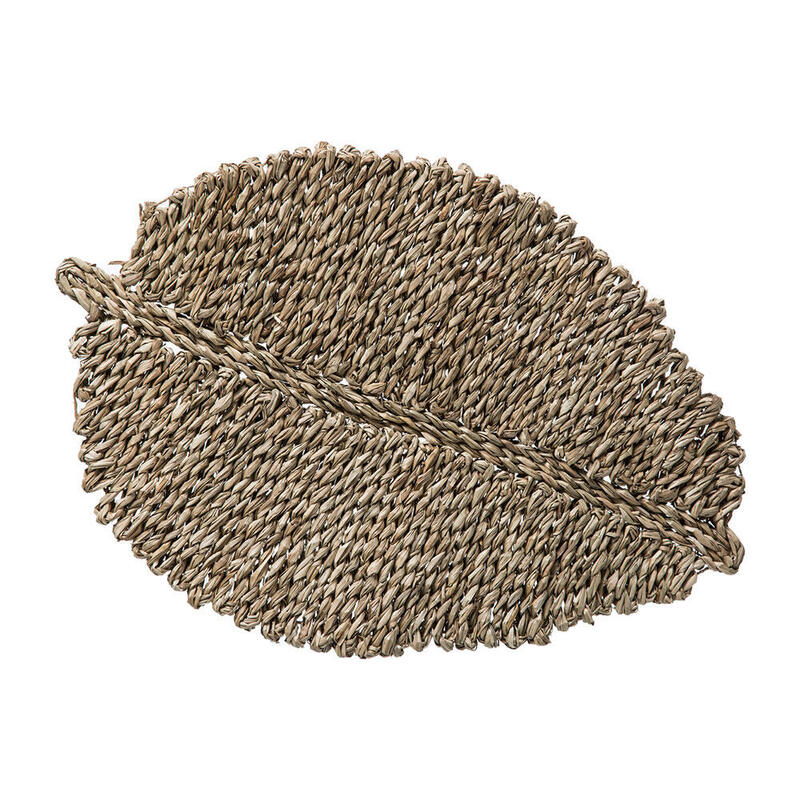 Pack De 2 Unidades - Mantel Individual De Junco, Modelo Hoja, 49 X 34 X 1,5 Cm