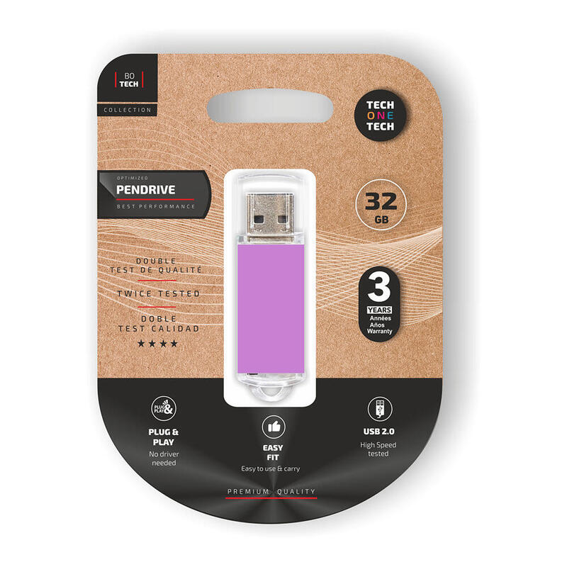 Pack De 2 Unidades - Memoria Usb Basic Light Purple Pendrive 32 Gb