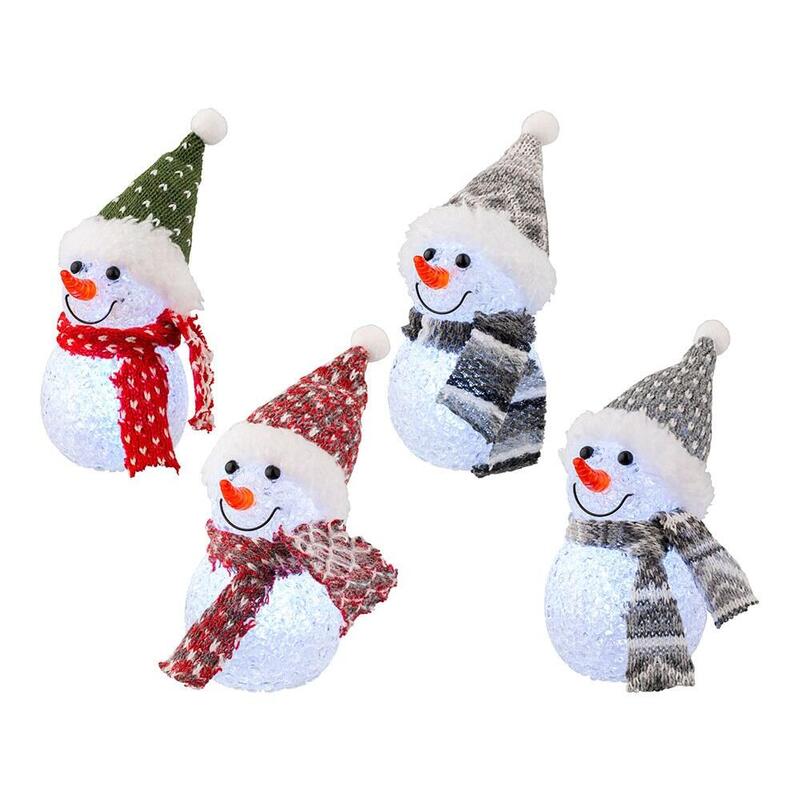 Pack De 2 Unidades - Muñeco De Nieve Con Microled, Uso Interior, Modelo Variados, Ø6 X 16 Cm
