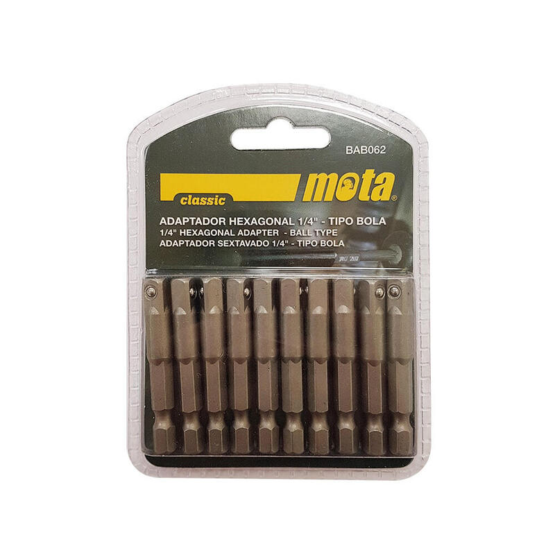 Pack De 2 Unidades - Pack 10 Adaptadores Hexagonal T. Bola 50mm 1/4" 10 Unid. Bab062 Mota