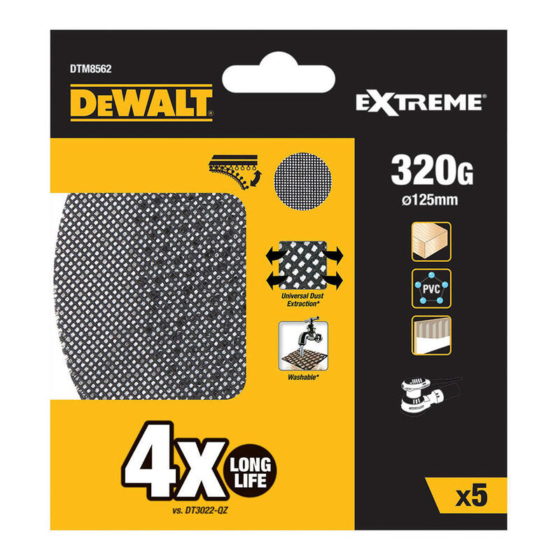Pack De 2 Unidades - Pack 5 Lijas De Malla Ø125mm Grano: 320 Para Lijadoras Rotoorbitales Dtm8562-Qz Dewalt