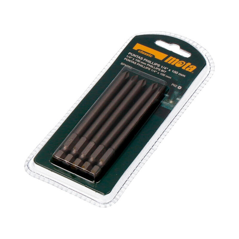 Pack De 2 Unidades - Pack 5 Puntas Bit Ph2 X 90mm 1/4" Acero Bph290 Mota