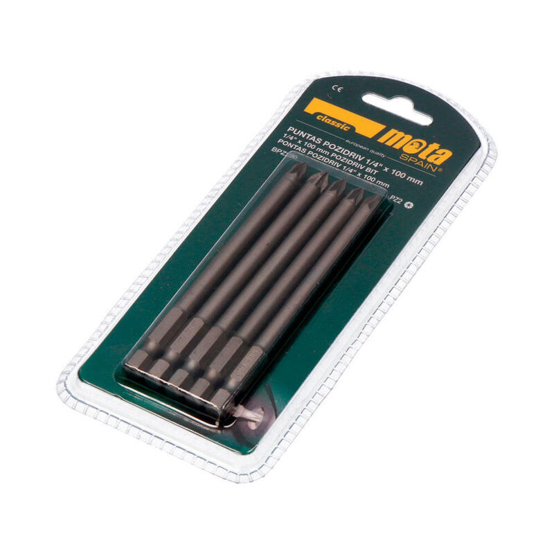 Pack De 2 Unidades - Pack 5 Puntas Bit Pz2 X 90mm 1/4" Acero Bpz290 Mota