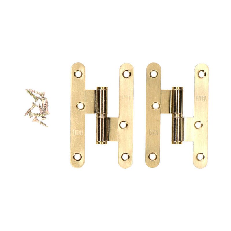 Pack De 2 Unidades - Pernio Sin Remate Pn04 Derecha 100x58mm Latón Satinado
