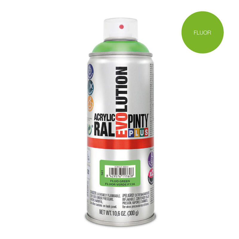 Pack De 2 Unidades - Pintura En Spray Pintyplus Evolution 520cc Fluor.Verde F136